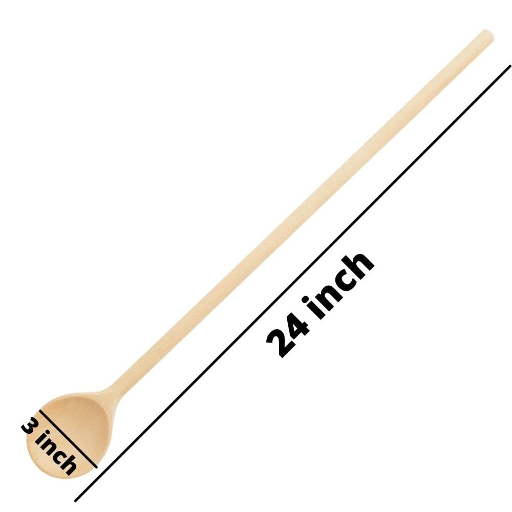 Mr.Woodware Wooden Kitchen Utensils- 24 Inch Long Handle Beech Wood Wok Spatula and Cooking Spoon - 2 in 1 Wooden Cooking Utensils Set for Mixing in Big Stock Pots Cauldron (Spoon)