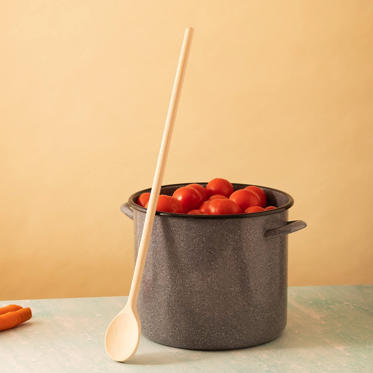 Mr.Woodware Wooden Kitchen Utensils- 24 Inch Long Handle Beech Wood Wok Spatula and Cooking Spoon - 2 in 1 Wooden Cooking Utensils Set for Mixing in Big Stock Pots Cauldron (Spoon)