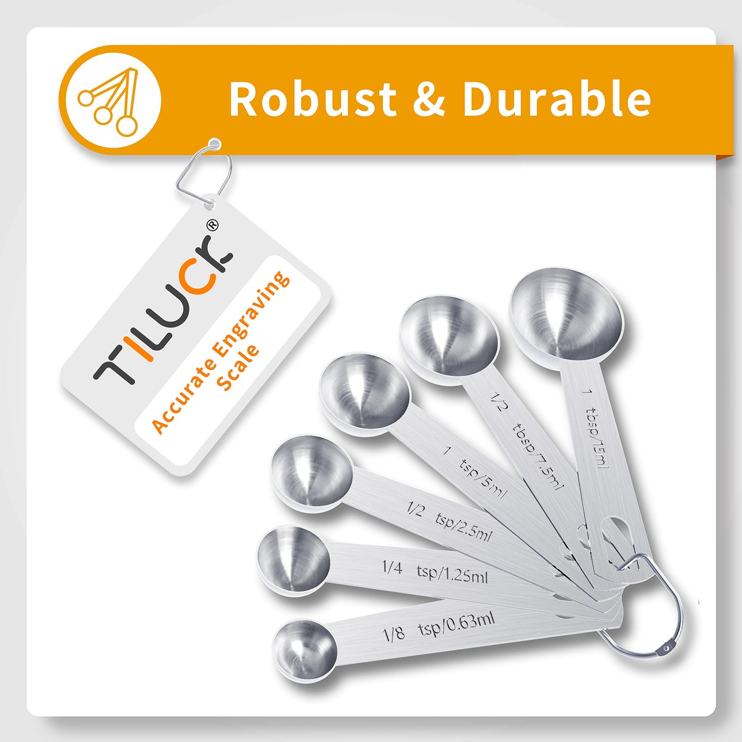 TILUCK Stainless Steel Measuring Cups & Spoons Set, Cups and Spoons,Kitchen Gadgets for Cooking & Baking (Medium)